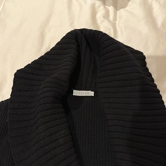 Chaiken black wool sweater with shawl color and back cut out - Picture 2 of 5